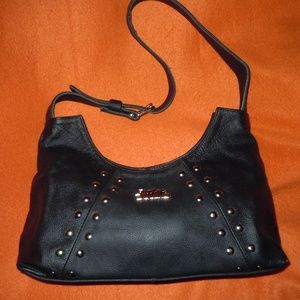 HARLEY DAVIDSON BLACK LEATHER  PURSE WITH SILVER